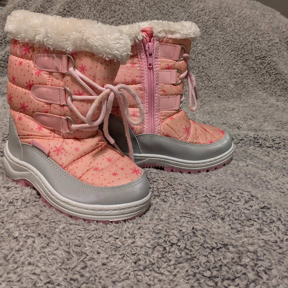 Pink and Silver Kids Winter Boots